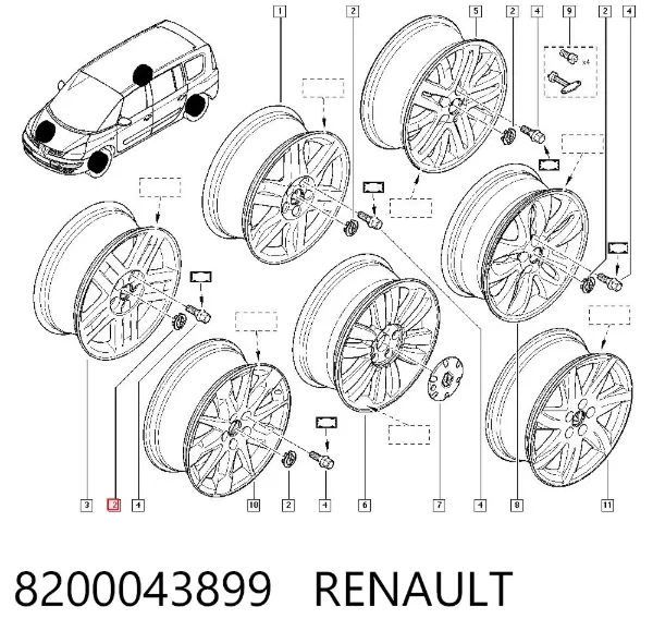Tapacubos 8200043899 Renault (RVI)