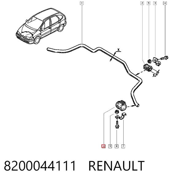 Buje estabilizador delantero exterior 8200044111 Renault (RVI)