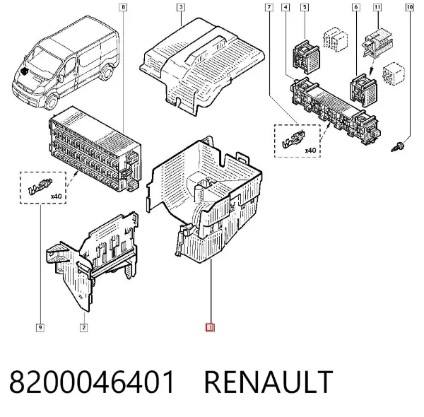 Carcasa de la caja de fusibles 8200046401 Renault (RVI)