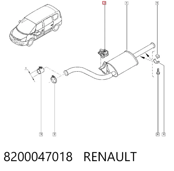 Abrazadera de tubo de escape trasera 8200047018 Renault (RVI)