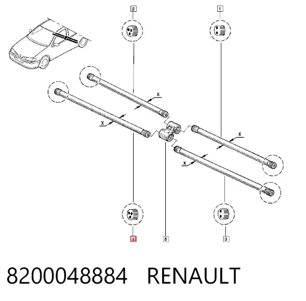 Barra de torsión trasera derecha 8200048884 Renault (RVI)