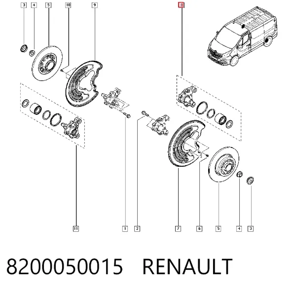 Mangueta trasera izquierda 8200050015 Renault (RVI)