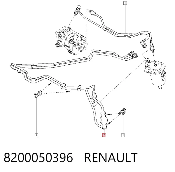 Tubo de combustible, del depósito al filtro de combustible 8200050396 Renault (RVI)