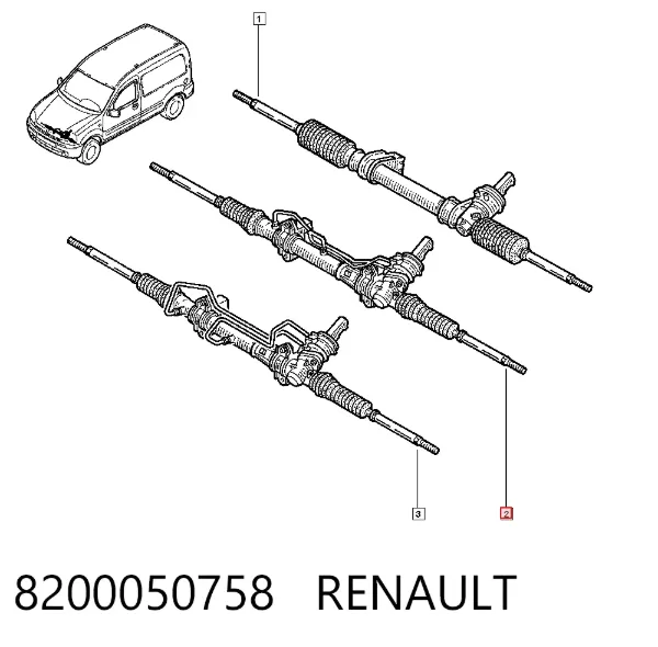 Cremallera de dirección 8200050758 Renault (RVI)