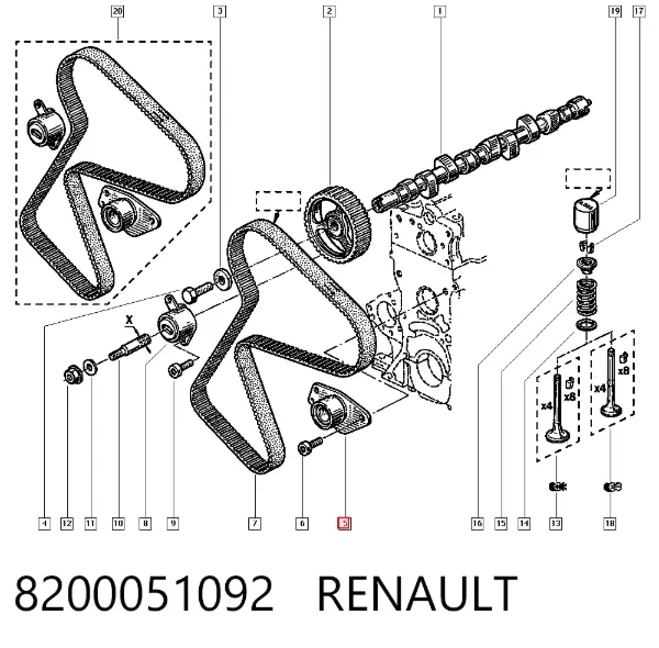 Polea correa distribución 8200051092 Renault (RVI)