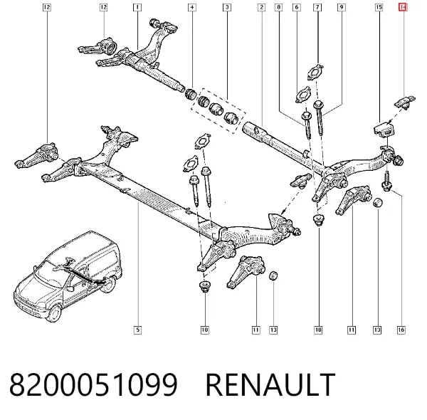 Tope del brazo inferior de suspensión trasera 8200051099 Renault (RVI)