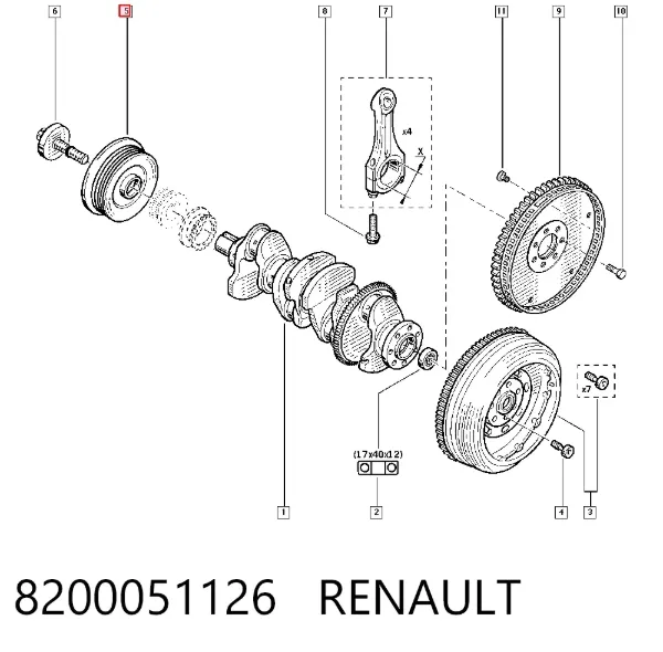 Polea de cigüeñal 8200051126 Renault (RVI)