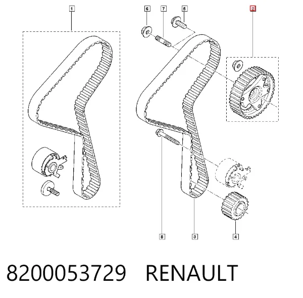 Piñón del árbol de levas 8200053729 Renault (RVI)