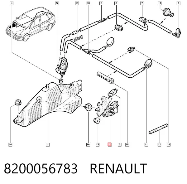 Cuello del depósito de la lavadora 8200056783 Renault (RVI)