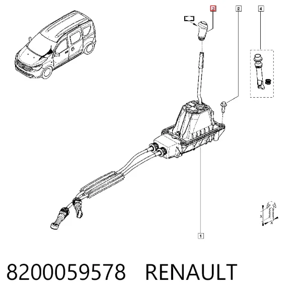 Pomo de palanca de cambios 8200059578 Renault (RVI)