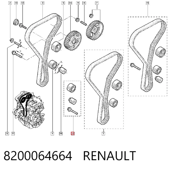 Polea correa distribución 8200064664 Renault (RVI)