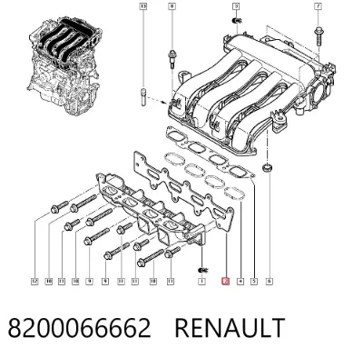 Junta del colector de admisión RENAULT 8200066662