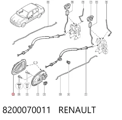 Manija interior derecha delantera/trasera de puerta RENAULT 8200070011