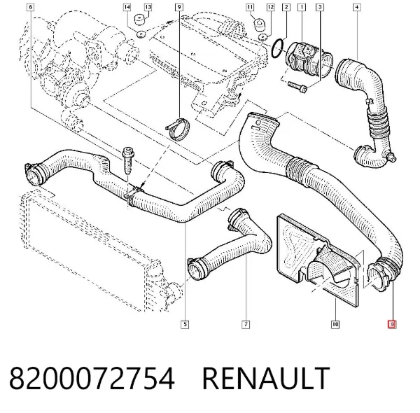 Tubo flexible de aspiración 8200072754 Renault (RVI)