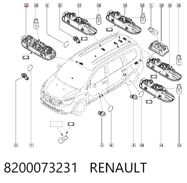 Luz de techo interior (cabina) 8200073231 Renault (RVI)