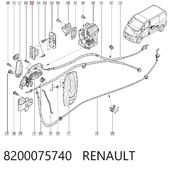 Tope superior de puerta corrediza en carrocería 8200075740 Renault (RVI)