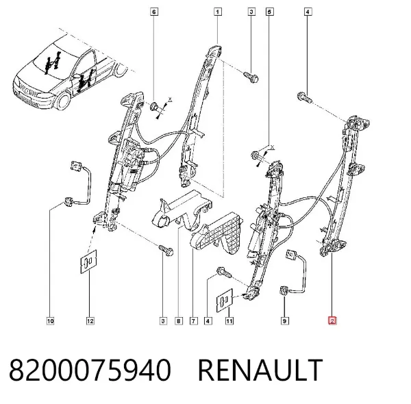 Mecanismo de elevalunas delantero izquierdo 8200075940 Renault (RVI)