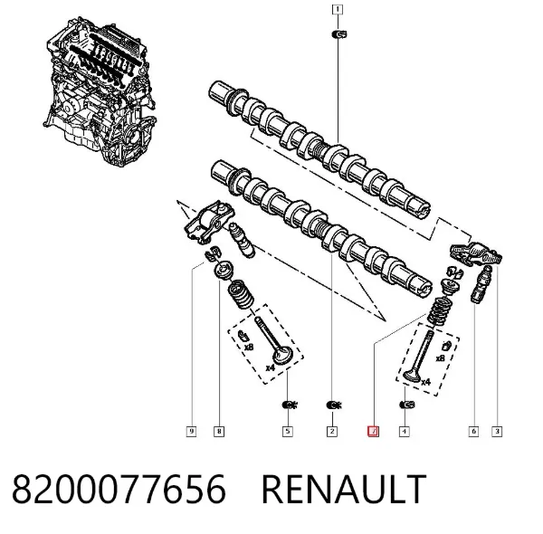 Muelle de válvula 8200077656 Renault (RVI)
