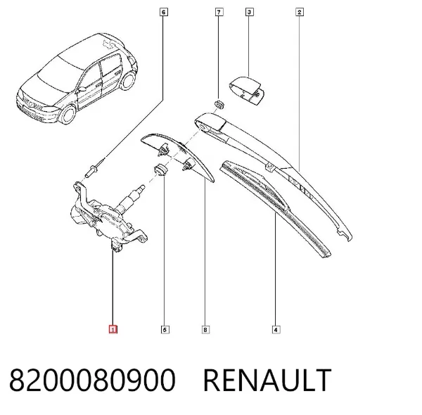 Motor limpiaparabrisas, trasera 8200080900 Renault (RVI)