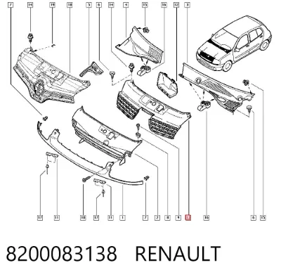 Parrilla del radiador RENAULT 8200083138