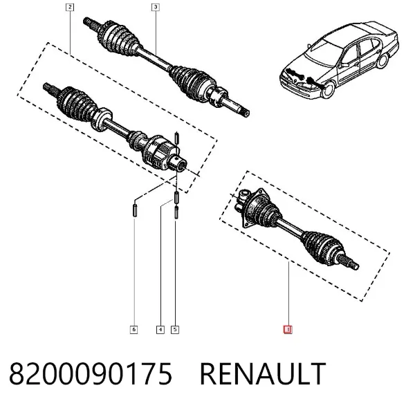 Semieje delantero izquierdo 8200090175 Renault (RVI)
