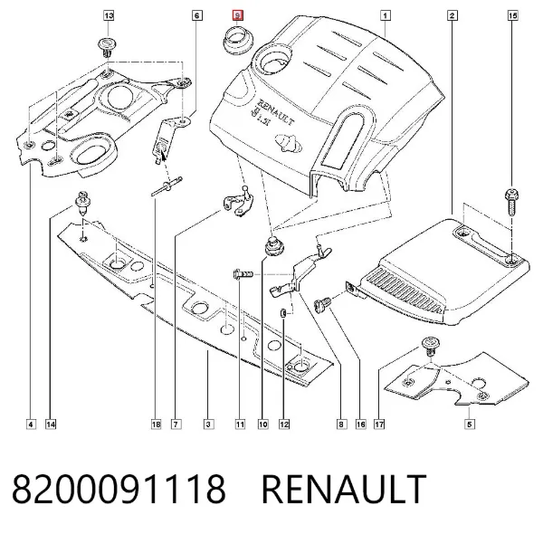Junta de tapa del tubo de llenado de aceite 8200091118 Renault (RVI)