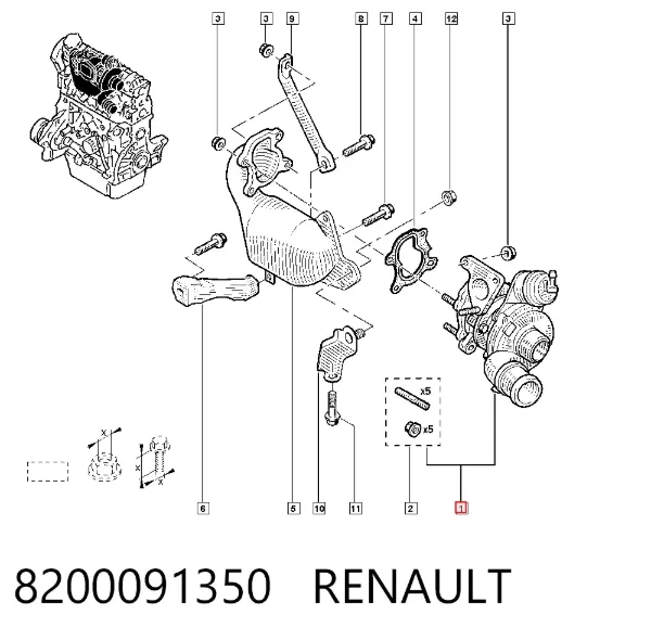 Turbocompresor 8200091350 Renault (RVI)