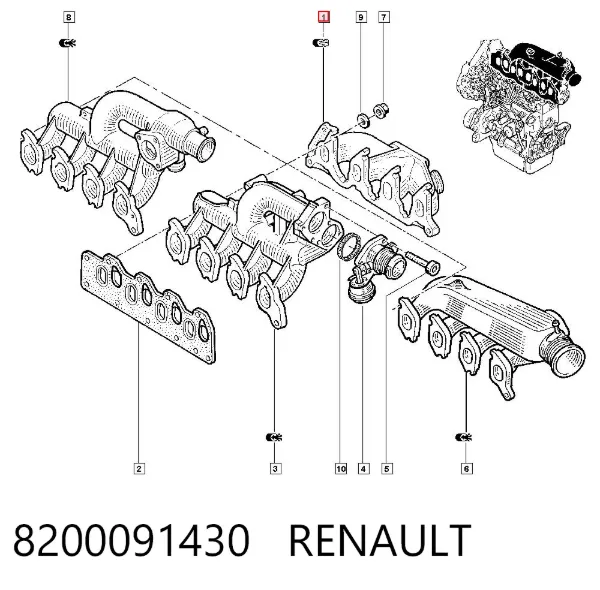 Colector de escape 8200091430 Renault (RVI)