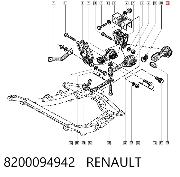 Soporte de motor trasero 8200094942 Renault (RVI)