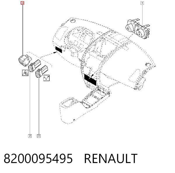 Botón del regulador de altura de faros 8200095495 Renault (RVI)