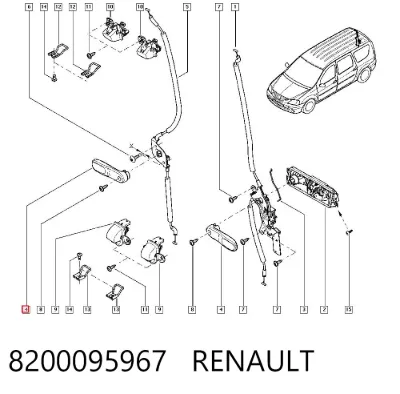Manija interior izquierda de puerta trasera batiente RENAULT 8200095967