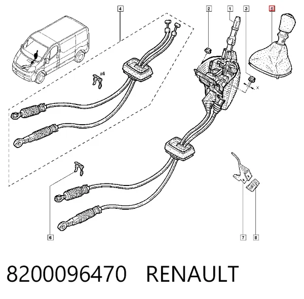 Pomo de palanca de cambios 8200096470 Renault (RVI)