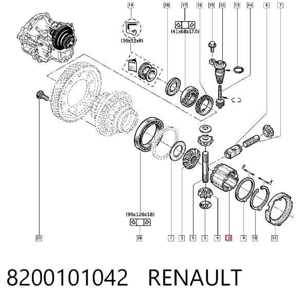 Satélite del diferencial 8200101042 Renault (RVI)