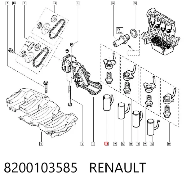 Tobera de aceite 8200103585 Renault (RVI)
