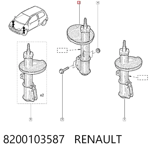 Amortiguador delantero izquierdo 8200103587 Renault (RVI)