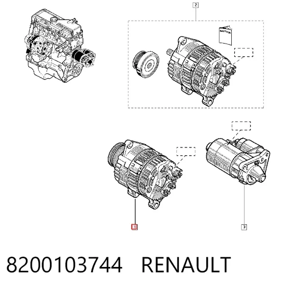 Alternador 8200103744 Renault (RVI)