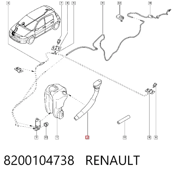 Cuello del depósito de la lavadora 8200104738 Renault (RVI)