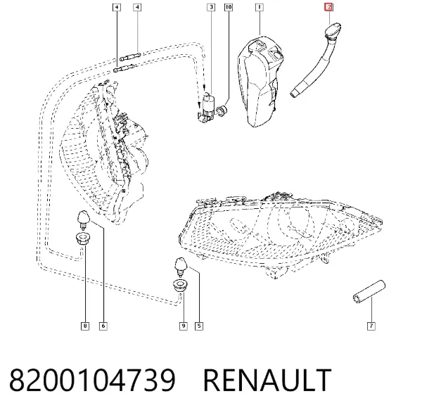 Cuello del depósito de la lavadora 8200104739 Renault (RVI)