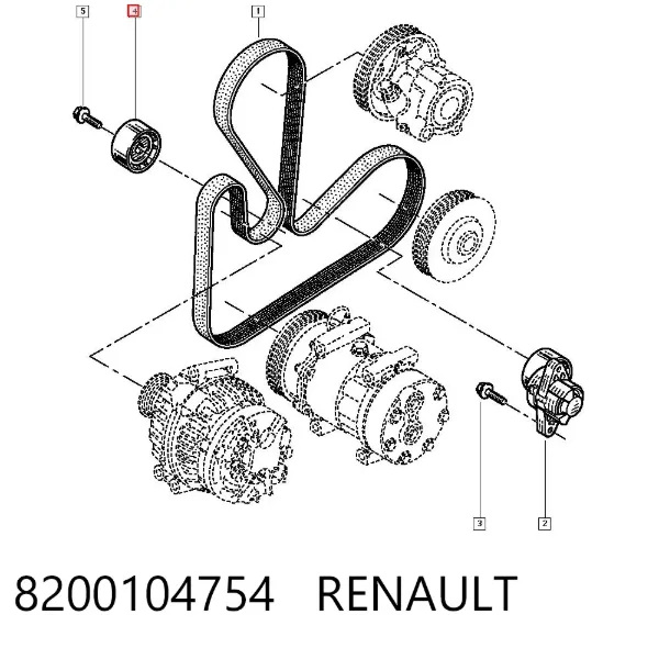 Polea inversión / guía, correa poli V 8200104754 Renault (RVI)
