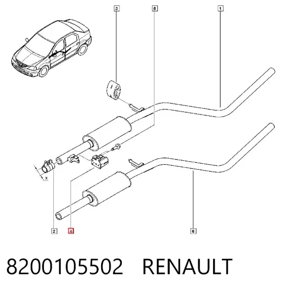 Abrazadera de tubo de escape trasera 8200105502 Renault (RVI)