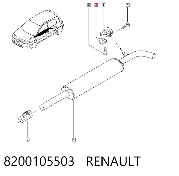 Abrazadera de tubo de escape trasera 8200105503 Renault (RVI)