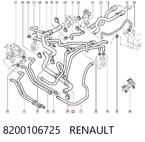 Manguera radiador 8200106725 Renault (RVI)