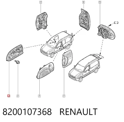 Manija exterior derecha de puerta delantera RENAULT 8200107368