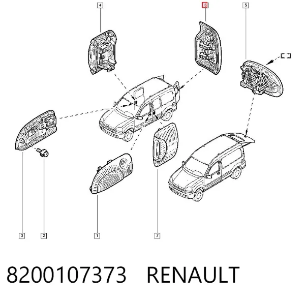 Manija exterior izquierda de puerta trasera de doble hoja 8200107373 Renault (RVI)