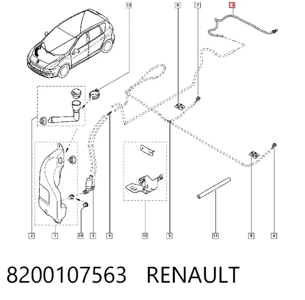 Boquilla del lavaparabrisas trasero 8200107563 Renault (RVI)