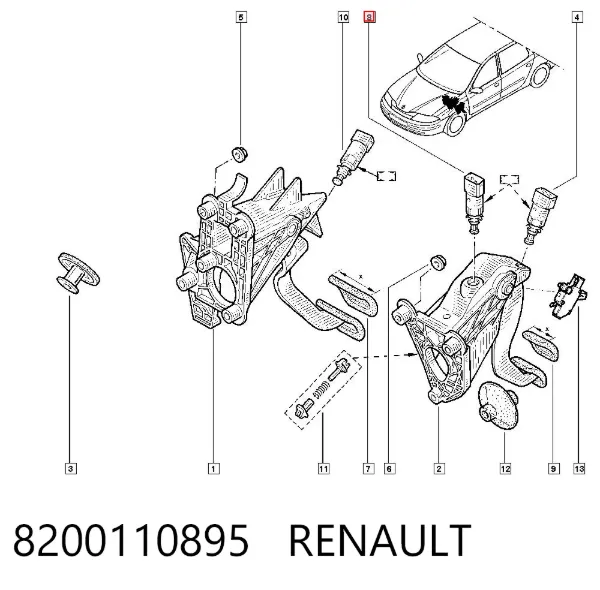 Interruptor de luz de freno 8200110895 Renault (RVI)
