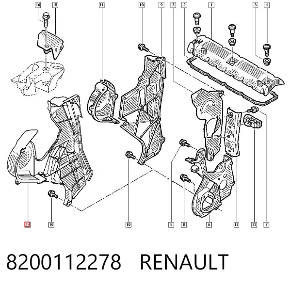 Cubierta de correa de distribución 8200112278 Renault (RVI)