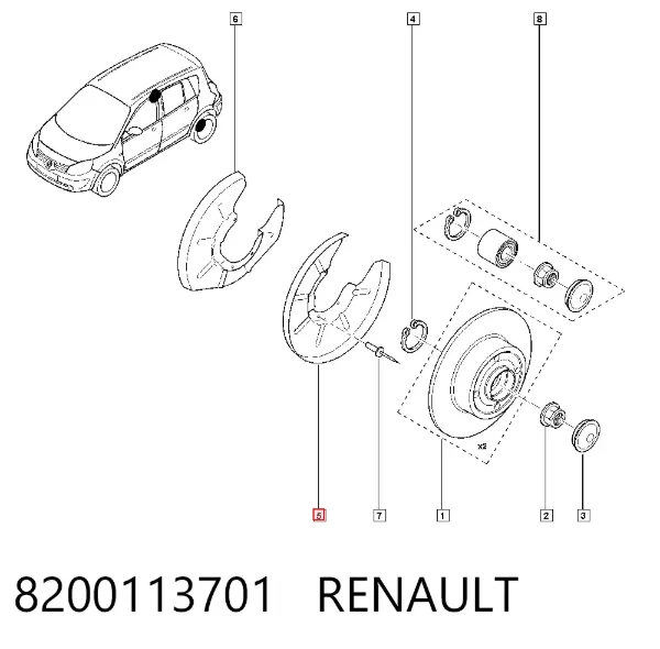 Protector de disco de freno trasero izquierdo 8200113701 Renault (RVI)