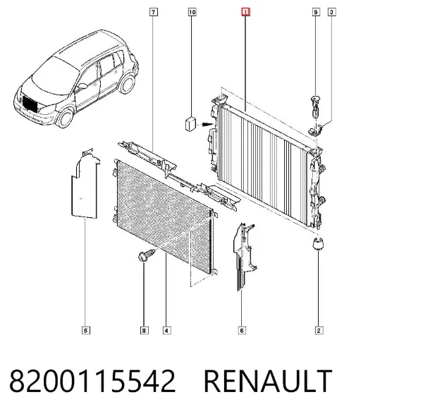 Radiador 8200115542 Renault (RVI)