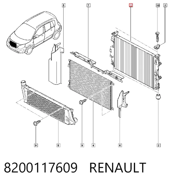 Radiador 8200117609 Renault (RVI)